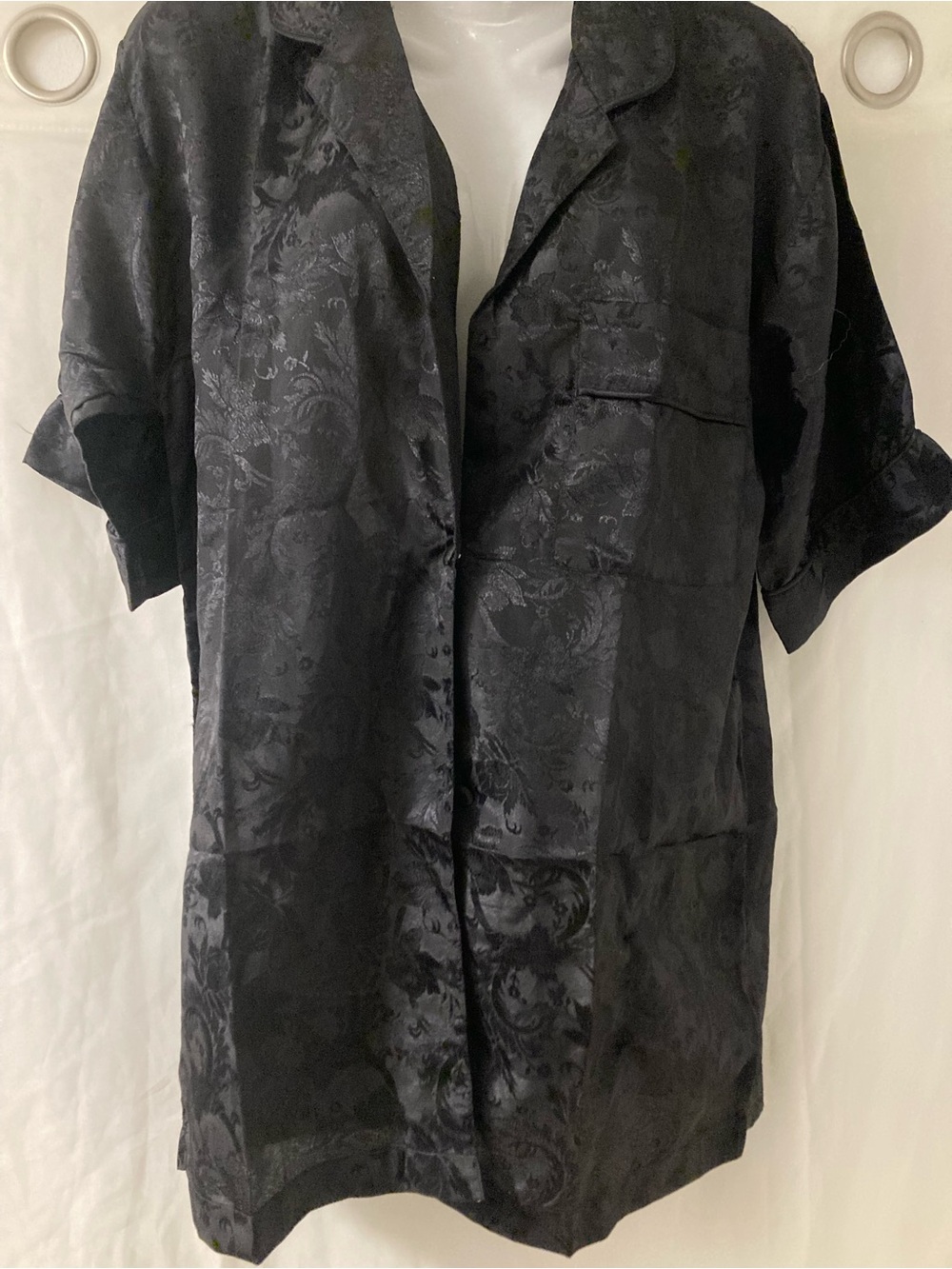 Vintage Contessa Di Roma Black Floral Jacquard Kimono Robe Vintage One Size